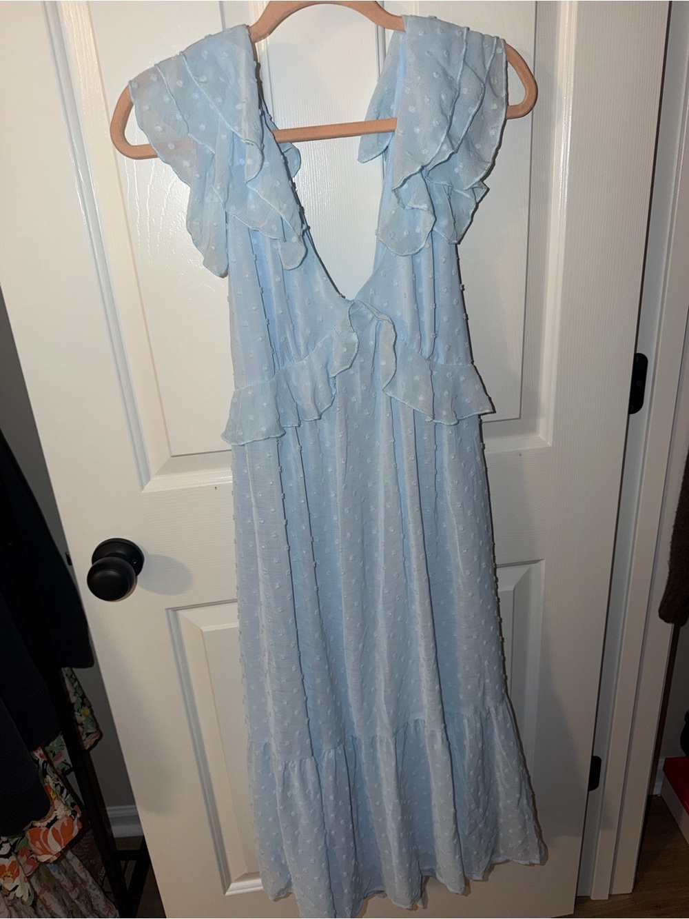 Trixxi Pale Blue Ruffle Midi Dress